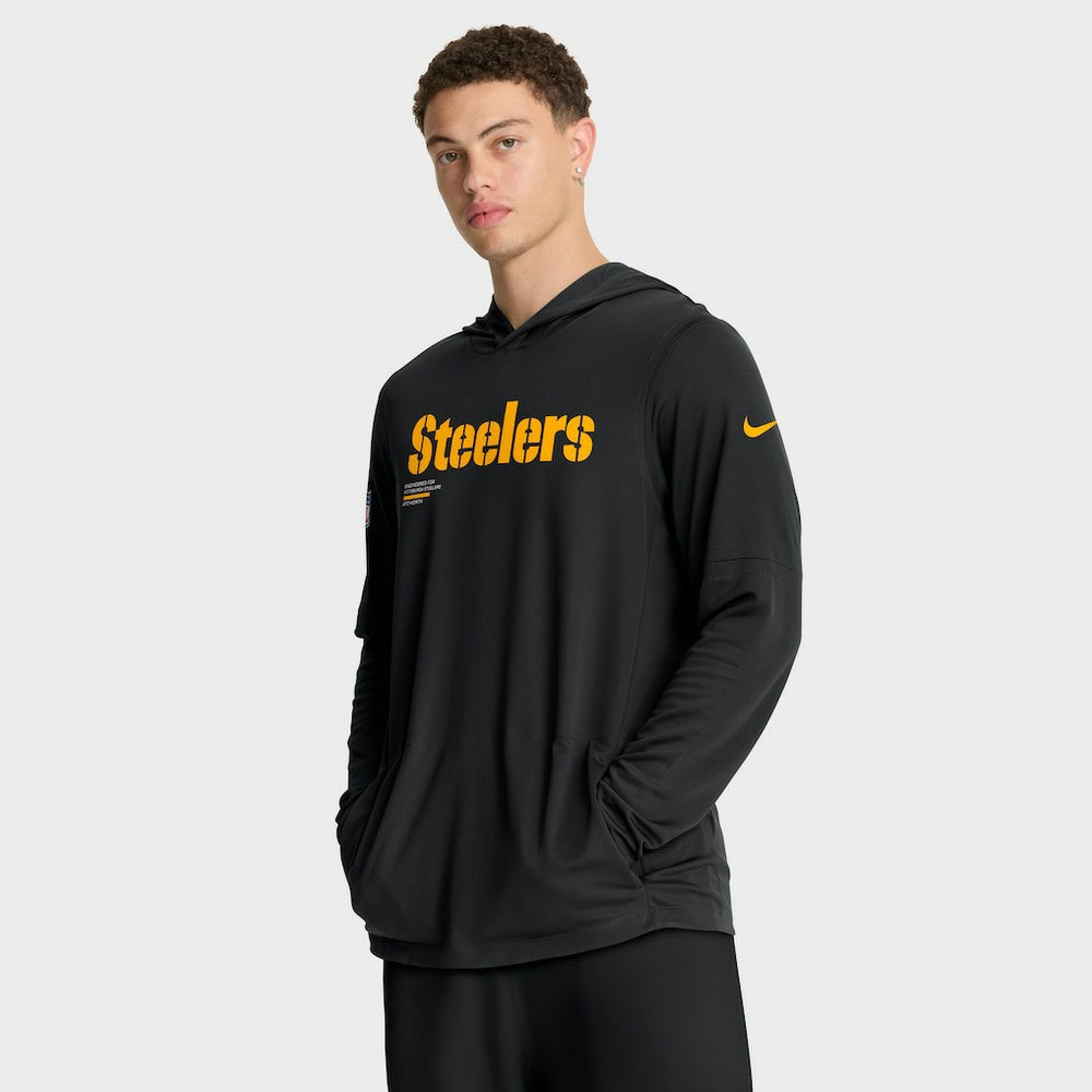 Pittsburgh Steelers Sideline Pure Fury Performance Long Sleeve Hoodie T-Shirt Black | Nike for Sale