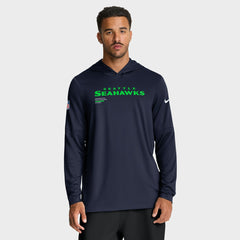Seattle Seahawks Sideline Pure Fury Performance Long Sleeve Hoodie T-Shirt College Navy | Nike for Sale