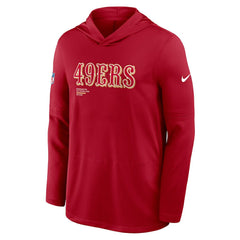 San Francisco 49ers Sideline Pure Fury Performance Long Sleeve Hoodie T-Shirt Scarlet | Nike for Sale
