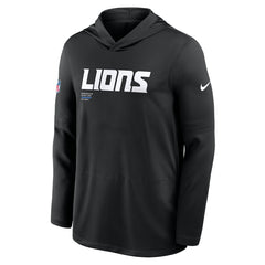 Detroit Lions Sideline Pure Fury Performance Long Sleeve Hoodie T-Shirt Black | Nike for Sale