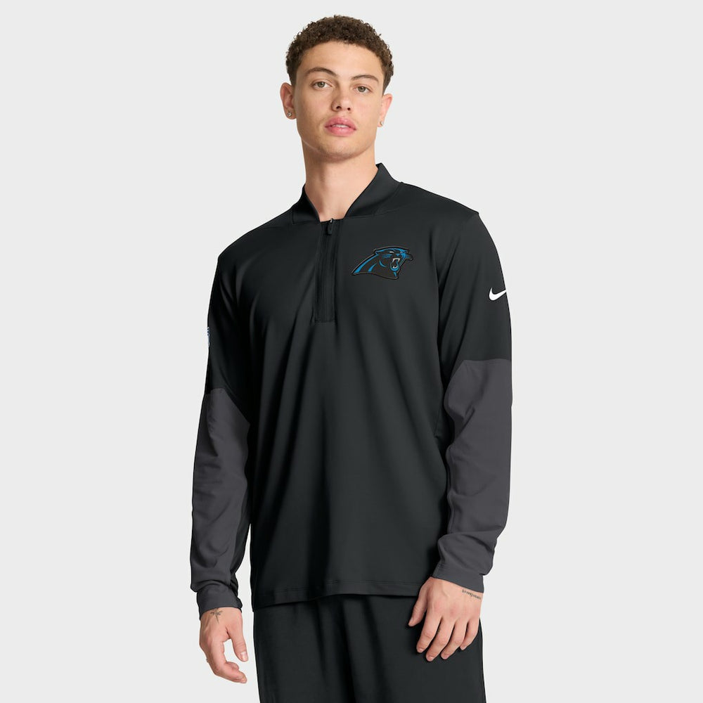 Carolina Panthers Sideline Dri-FIT Half-Zip Pullover Black | Nike for Sale