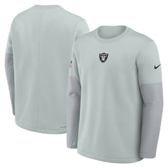 Las Vegas Raiders Sideline Coach Therma-FIT Long Sleeve T-Shirt Silver | Nike for Sale