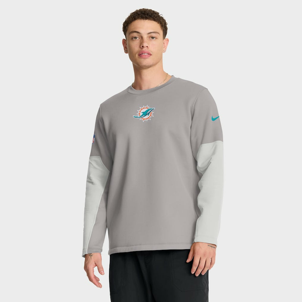 Miami Dolphins Sideline Coach Therma-FIT Long Sleeve T-Shirt Gray | Nike for Sale