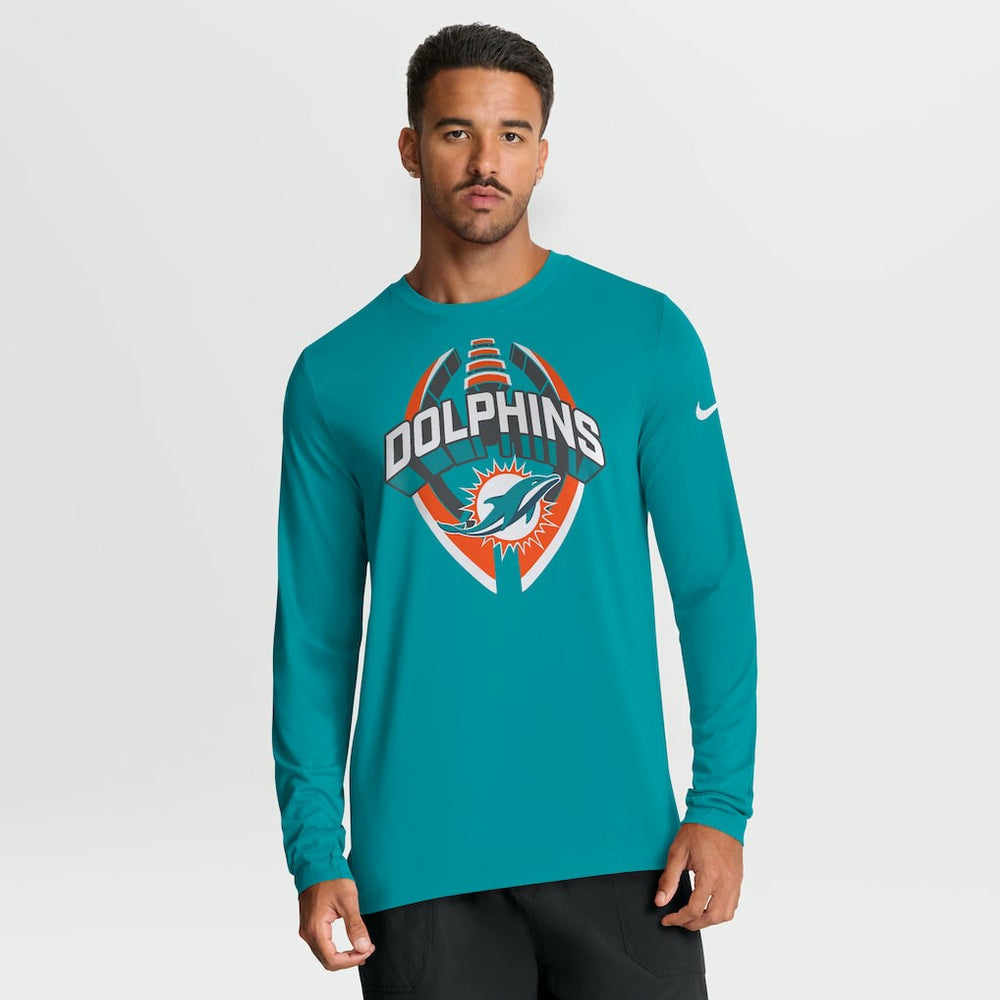 Miami Dolphins Primetime Legend Icon Performance Long Sleeve T-Shirt Aqua | Nike for Sale