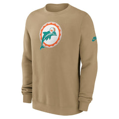 Miami Dolphins Swing Pass Rewind Club Pullover Sweatshirt Tan | Nike for Sale