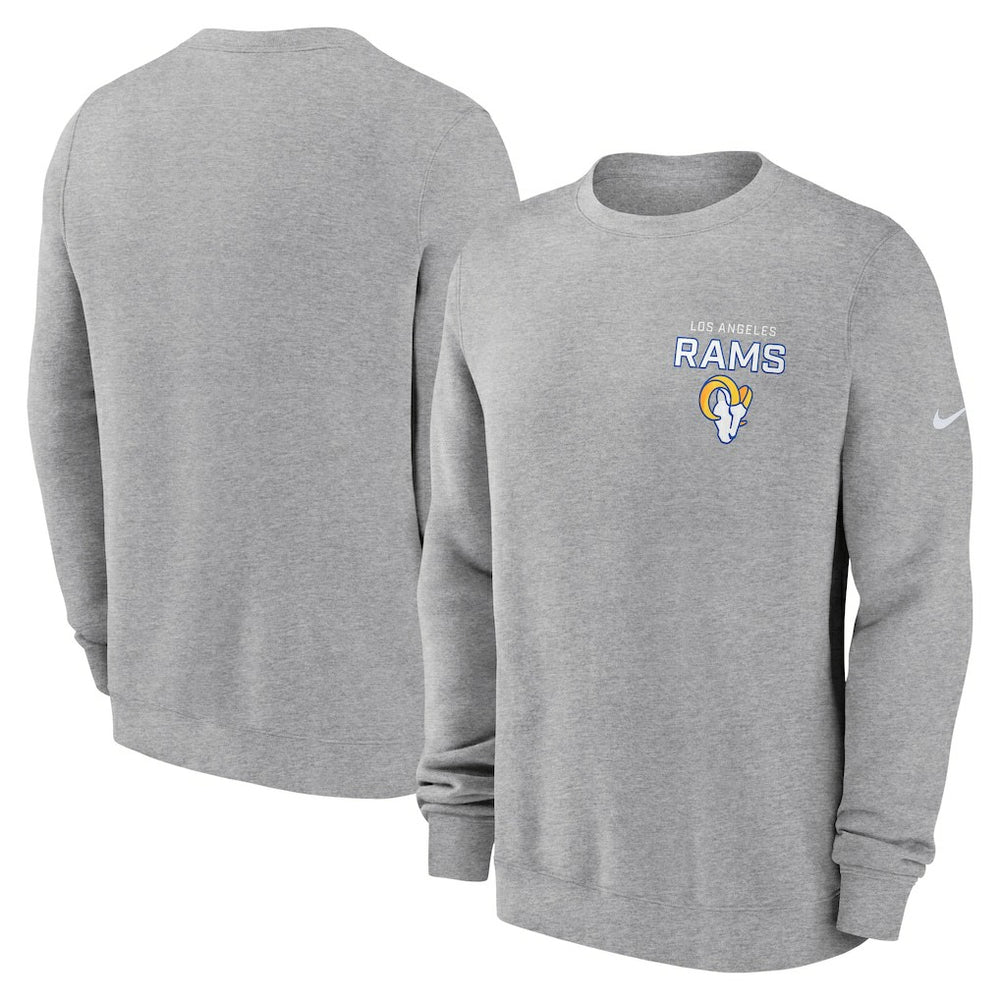 Los Angeles Rams Primetime Club Fleece Pullover Sweatshirt Heather Gray | Nike for Sale