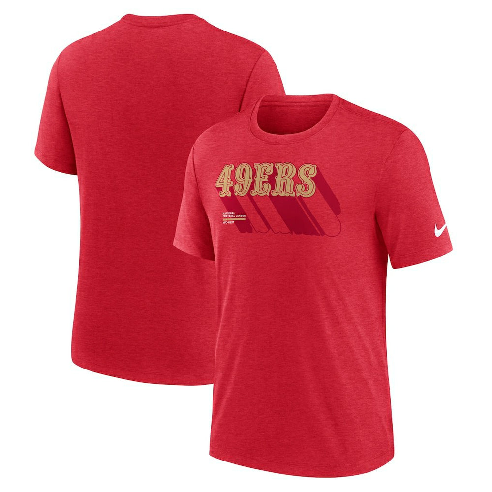 San Francisco 49ers Long Pass Tri-Blend T-Shirt Heather Scarlet | Nike for Sale