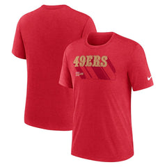 San Francisco 49ers Long Pass Tri-Blend T-Shirt Heather Scarlet | Nike for Sale