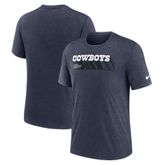 Dallas Cowboys Long Pass Tri-Blend T-Shirt Heather Navy | Nike for Sale
