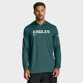 Philadelphia Eagles Big & Tall Sideline Dri-FIT Long Sleeve Hoodie T-Shirt Midnight Green | Nike for Sale