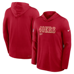 San Francisco 49ers Big & Tall Sideline Dri-FIT Long Sleeve Hoodie T-Shirt Scarlet | Nike for Sale