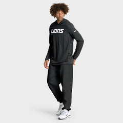 Detroit Lions Big & Tall Sideline Dri-FIT Long Sleeve Hoodie T-Shirt Black | Nike for Sale