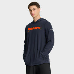 Chicago Bears Big & Tall Sideline Dri-FIT Long Sleeve Hoodie T-Shirt Navy | Nike for Sale