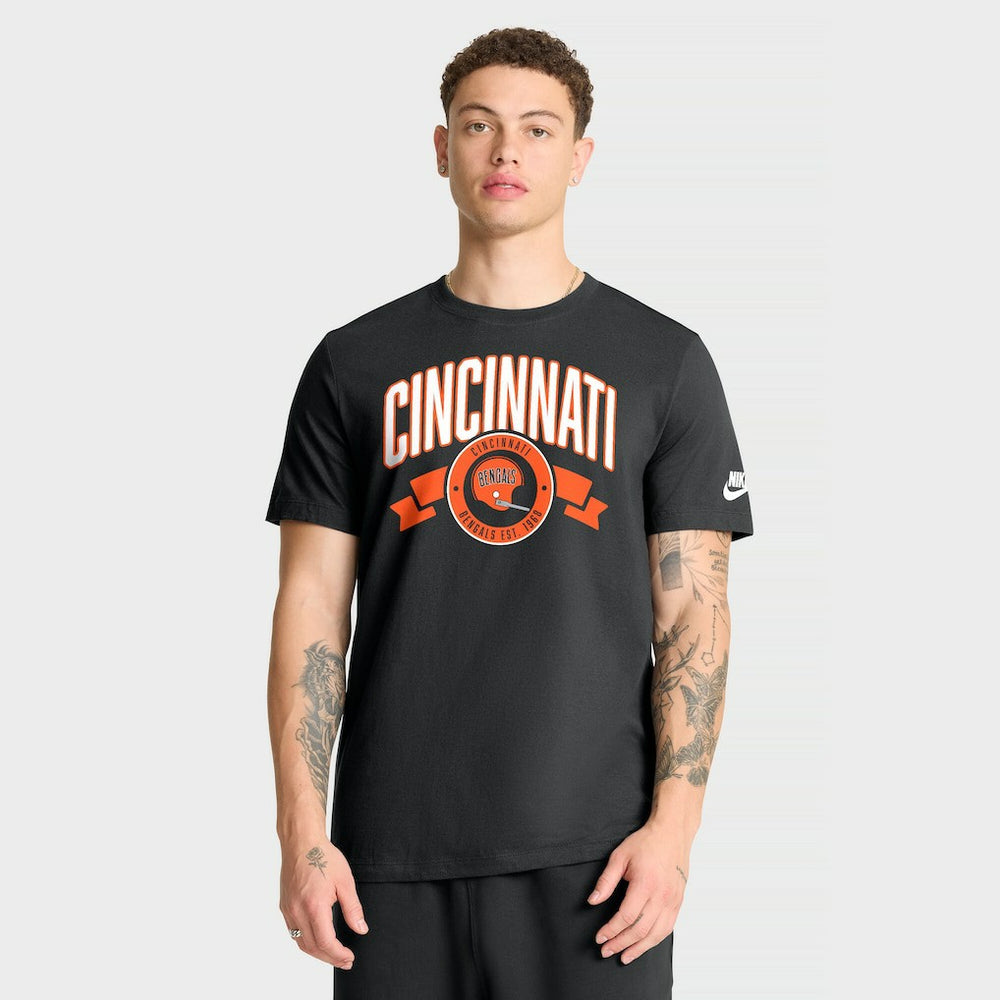 Cincinnati Bengals Rewind Front and Back Hit Essential T-Shirt Black | Nike for Sale