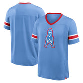 Tennessee Titans Oilers Throwback Hometown Premium Hashmark V-Neck T-Shirt Light Blue | Fanatics