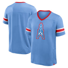 Tennessee Titans Oilers Throwback Hometown Premium Hashmark V-Neck T-Shirt Light Blue | Fanatics