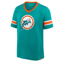 Miami Dolphins Hometown Premium Hashmark V-Neck T-Shirt Aqua | Fanatics