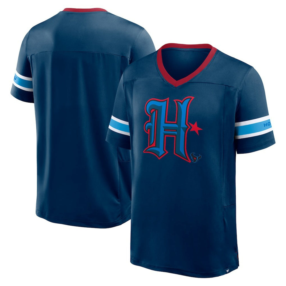 Houston Texans Redzone Hashmark V-Neck T-Shirt Navy | Fanatics