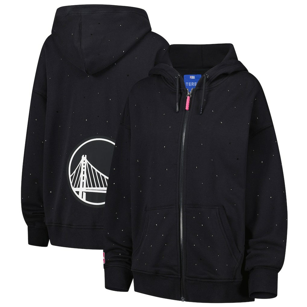 Golden State Warriors Terez Women's Oversized Allover Gemstone Full-Zip Hoodie Black - NBA