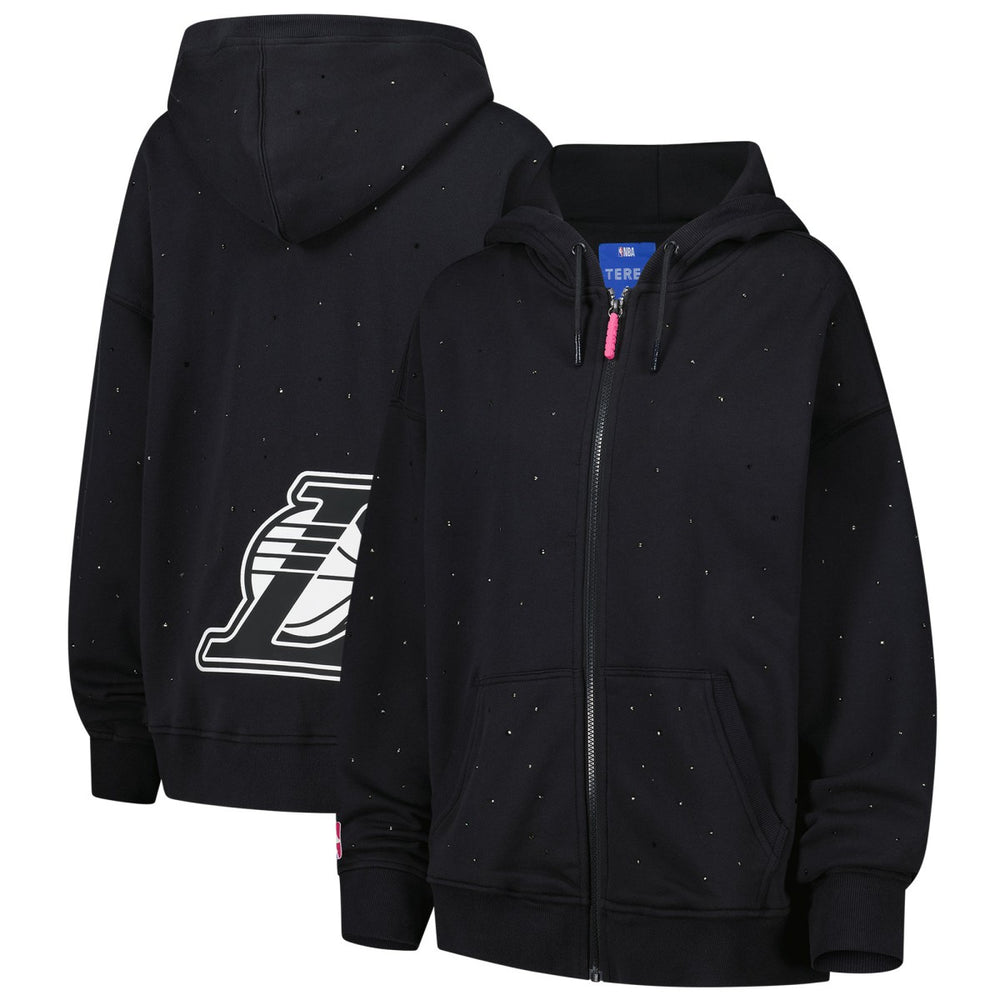 Los Angeles Lakers Terez Women's Oversized Allover Gemstone Full-Zip Hoodie Black - NBA