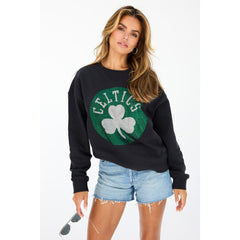 Boston Celtics Terez Women's Gemstone Logo Pullover Sweatshirt Black - NBA