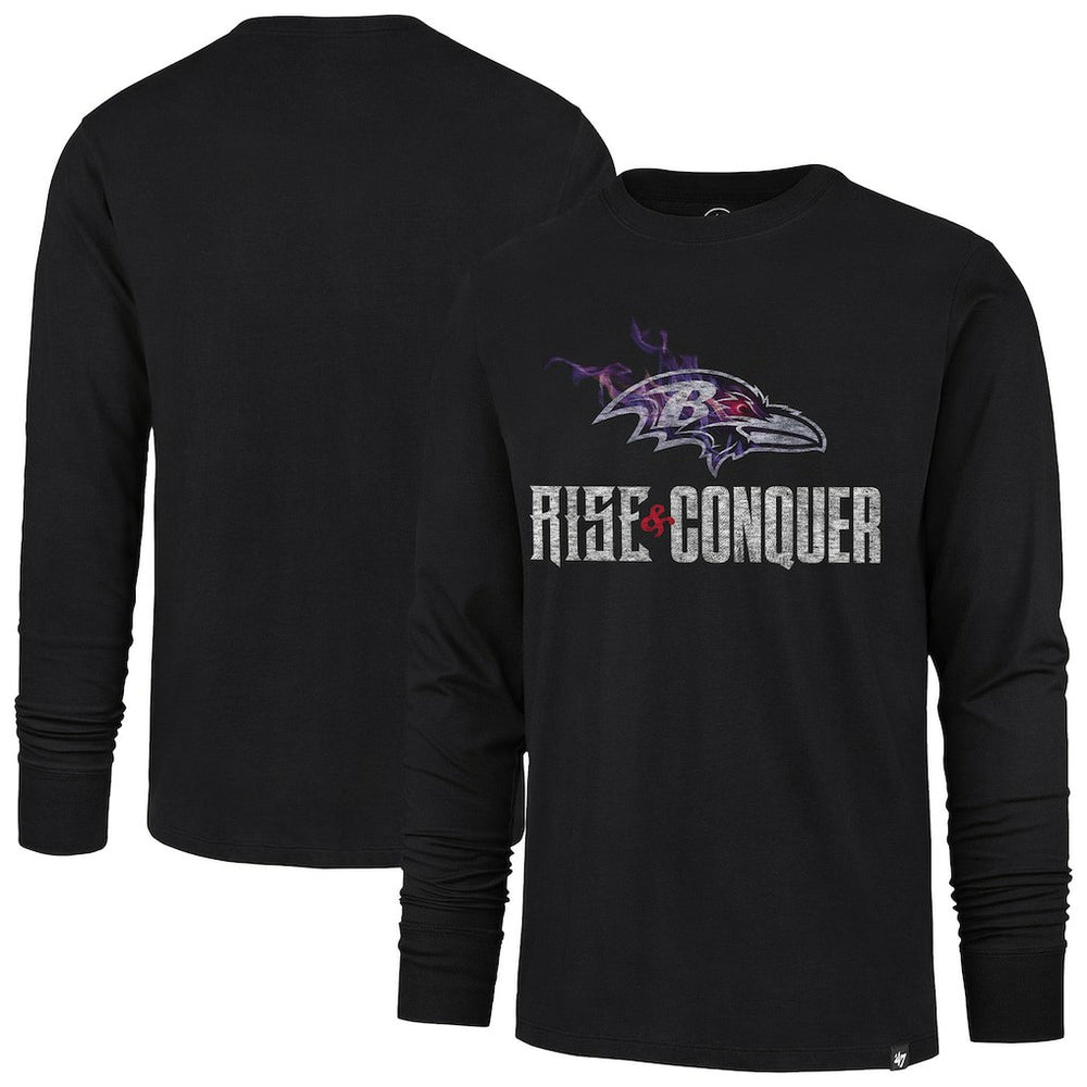 Baltimore Ravens '47 Rise and Conquer Franklin Long Sleeve T-Shirt Black | 47 brand