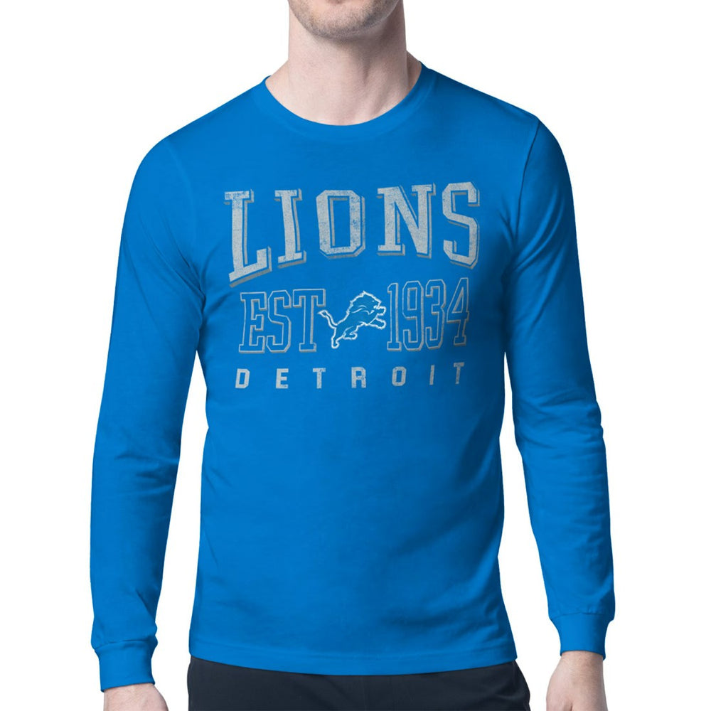 Detroit Lions Starter Retro Team Logo Long Sleeve T-Shirt Blue | NFL