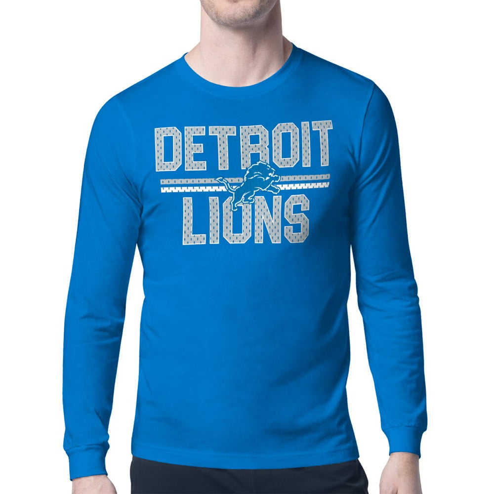 Detroit Lions Starter Mesh Look Retro Team Logo Long Sleeve T-Shirt - Blue | NFL