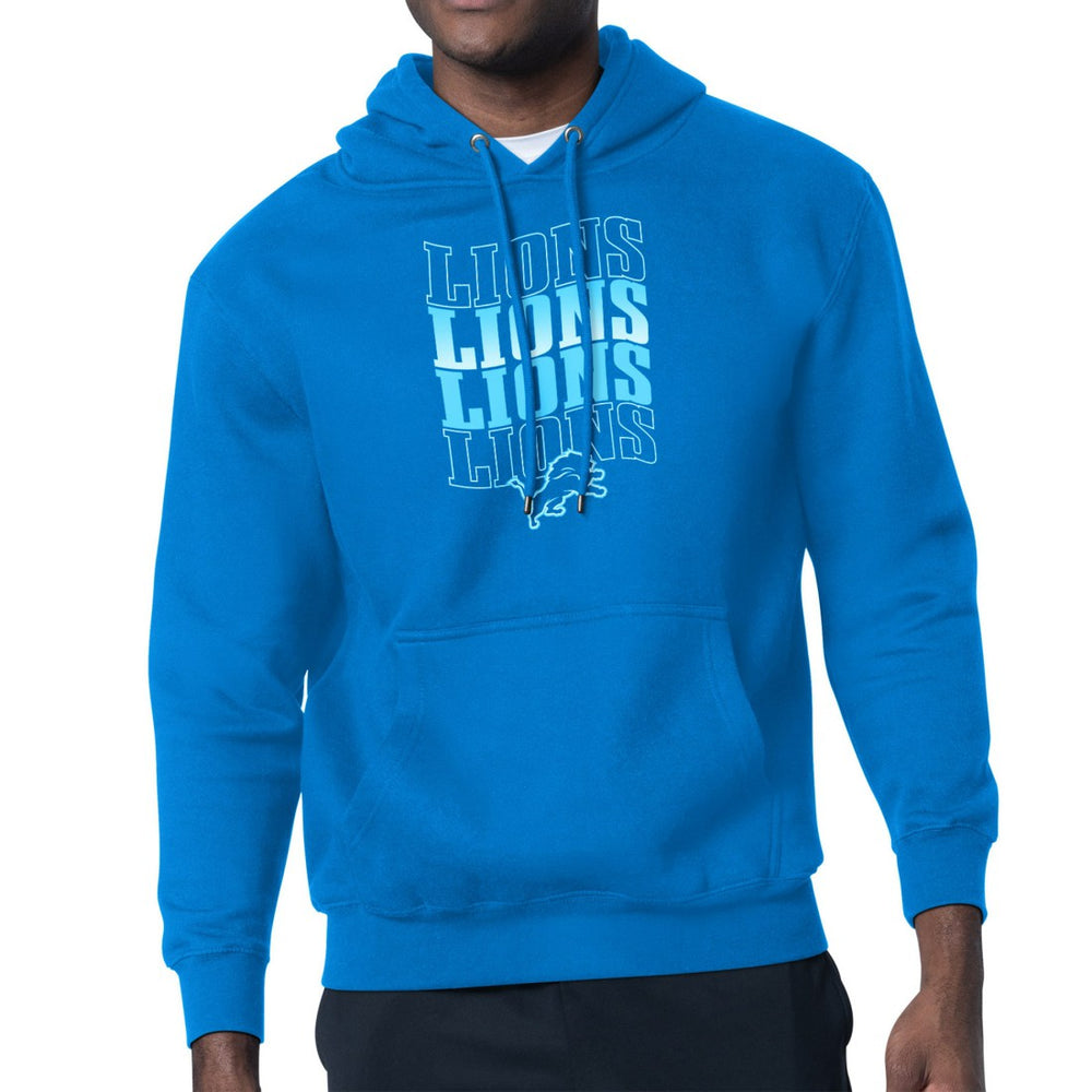 Detroit Lions Starter Four Team Name Logo Pullover Hoodie Blue | NFL