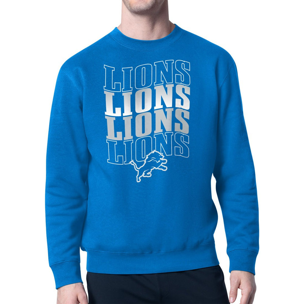 Detroit Lions Starter Four Team Name Logo Pullover Hoodie Blue | NFL