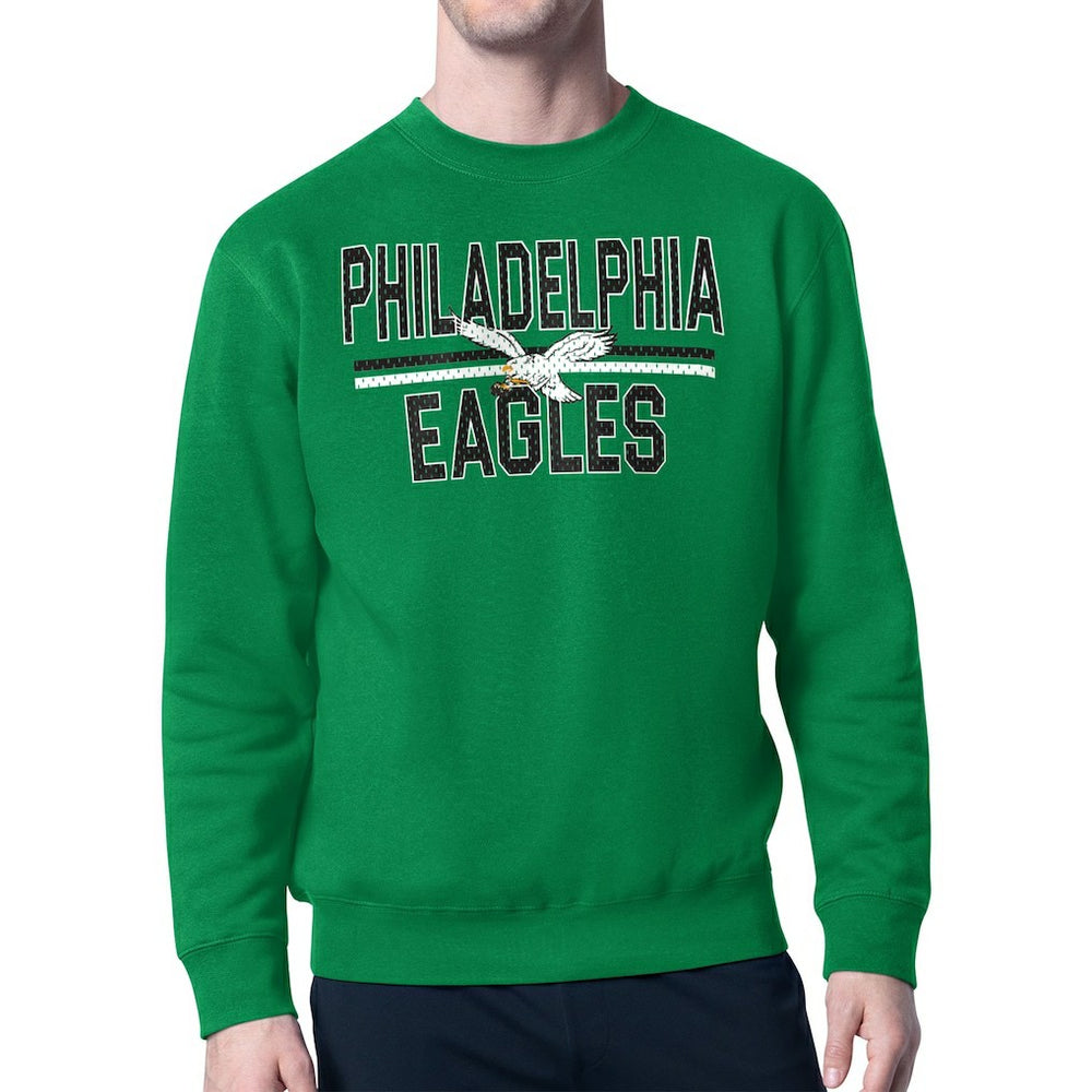 Philadelphia Eagles Starter Mesh Look Retro Logo Pullover Sweatshirt Kelly Green | NFL