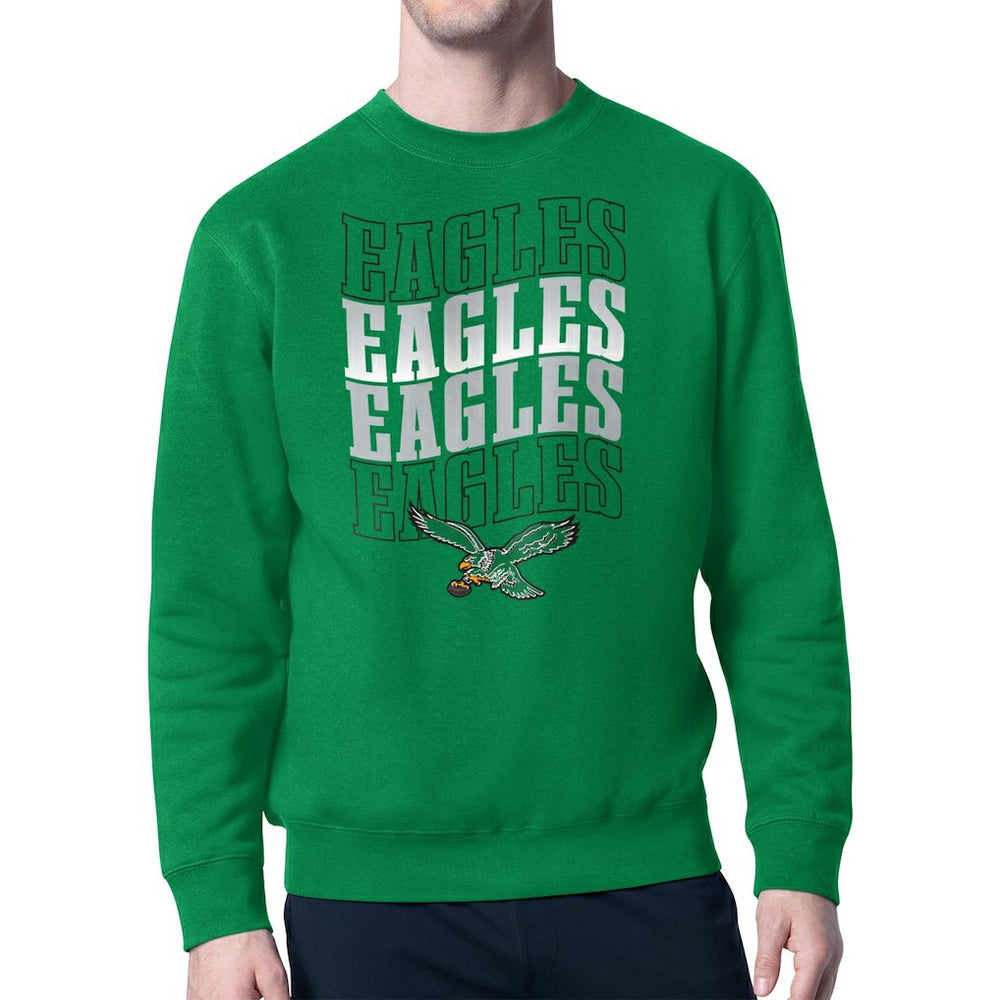 Philadelphia Eagles Starter Team Retro Logo Fleece Tri-Blend Pullover Sweatshirt Kelly Green | NFL