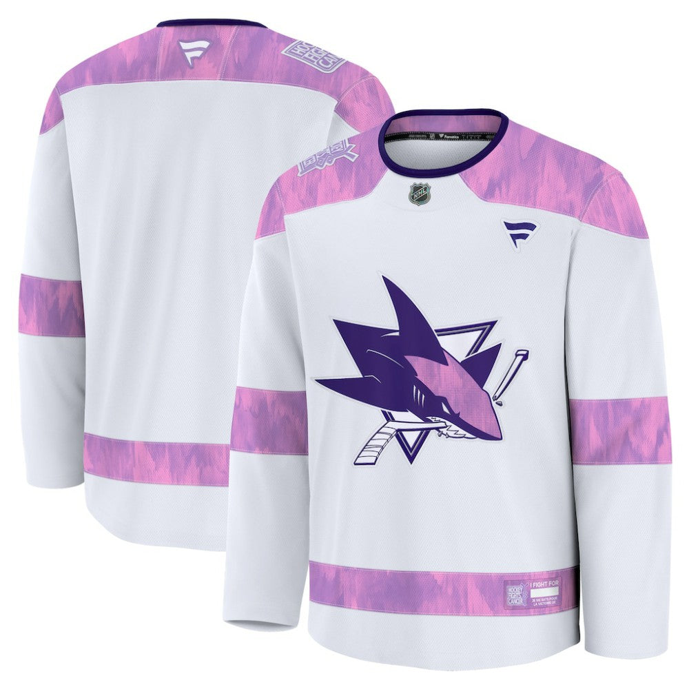 San Jose Sharks Fanatics 2024 Hockey Fights Cancer Practice Jersey - White - NHL