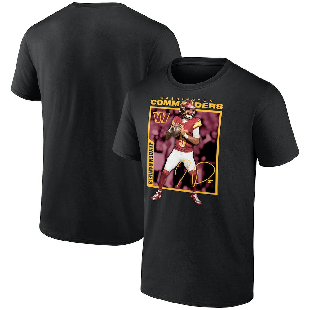 Jayden Daniels Washington Commanders Player Frame T-Shirt Black | NFL