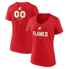 Calgary Flames Women's Personalized Name & Number Midfielder V-Neck T-Shirt - Red - NHL
