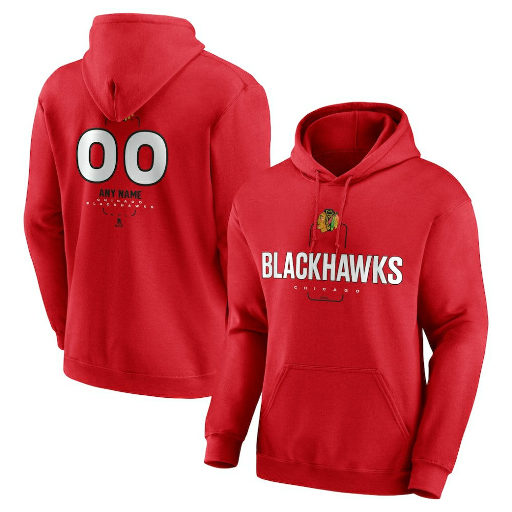 Chicago Blackhawks Personalized Name & Number Midfielder Pullover Hoodie - Red - NHL