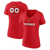 Chicago Blackhawks Women's Personalized Name & Number Midfielder V-Neck T-Shirt - Red - NHL