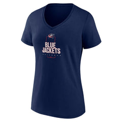 Columbus Blue Jackets Women's Personalized Name & Number Midfielder V-Neck T-Shirt - Navy - NHL