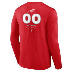 Detroit Red Wings Personalized Name & Number Midfielder Long Sleeve T-Shirt - Red - NHL