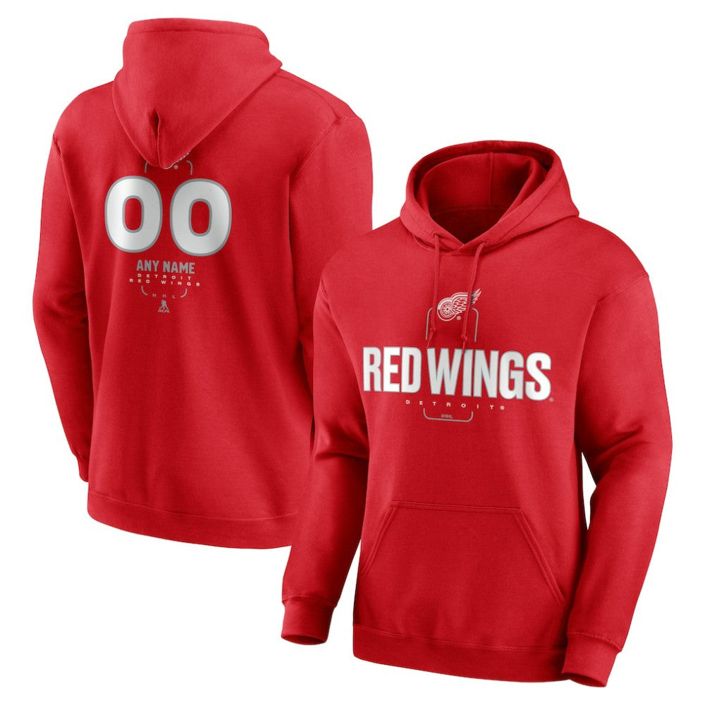 Detroit Red Wings Personalized Name & Number Midfielder Pullover Hoodie - Red - NHL