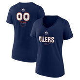 Edmonton Oilers Women's Personalized Name & Number Midfielder V-Neck T-Shirt - Navy - NHL