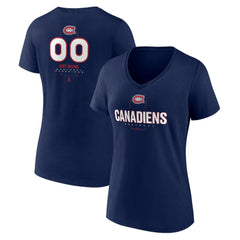 Montreal Canadiens Women's Personalized Name & Number Midfielder V-Neck T-Shirt - Navy - NHL