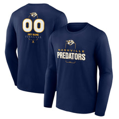 Nashville Predators Personalized Name & Number Midfielder Long Sleeve T-Shirt - Navy - NHL