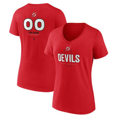 New Jersey Devils Women's Personalized Name & Number Midfielder V-Neck T-Shirt - Red - NHL