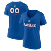 New York Rangers Women's Personalized Name & Number Midfielder V-Neck T-Shirt - Blue - NHL
