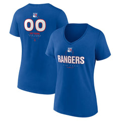 New York Rangers Women's Personalized Name & Number Midfielder V-Neck T-Shirt - Blue - NHL