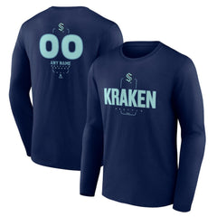 Seattle Kraken Personalized Name & Number Midfielder Long Sleeve T-Shirt - Deep Sea Blue - NHL