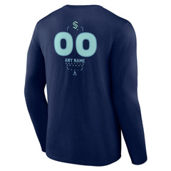 Seattle Kraken Personalized Name & Number Midfielder Long Sleeve T-Shirt - Deep Sea Blue - NHL