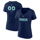Seattle Kraken Women's Personalized Name & Number Midfielder V-Neck T-Shirt - Deep Sea Blue - NHL