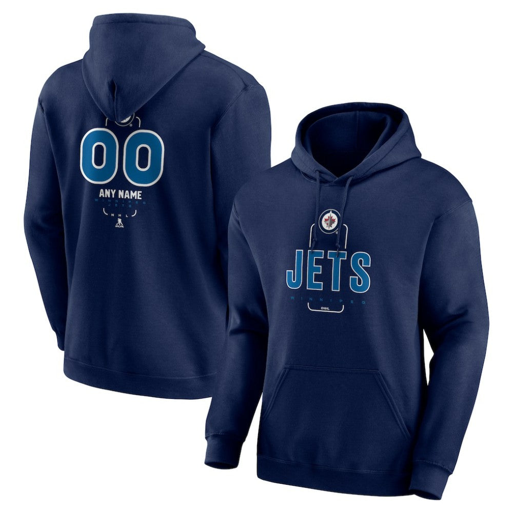 Winnipeg Jets Personalized Name & Number Midfielder Pullover Hoodie - Navy - NHL